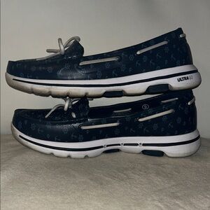 Skechers Foamies Navy Slip-Ons with White Accents